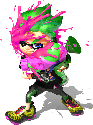 1boy 3d bike_shorts black_shirt blue_eyes cuttlefrsh_(splatoon) eye_mask fingerless_gloves full_body gloves gradient_hair green_hair grin headphones holding holding_weapon ink_tank_(splatoon) inkling inkling_boy inkling_player_character leaning_to_the_side looking_at_viewer multicolored_hair nintendo official_art one_eye_closed paint_splatter paint_splatter_on_face shirt shoelaces shoes short_sleeves smile sneakers solo splatoon_(series) splatoon_2 splattershot_(splatoon) spotted_hair standing t-shirt tentacle_hair thick_eyebrows transparent_background two-tone_hair v-shaped_eyebrows weapon yellow_shoes