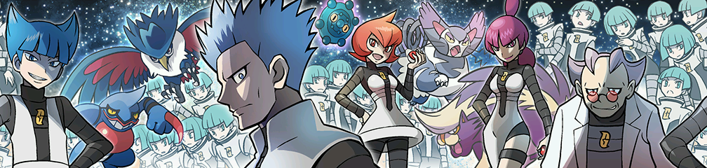 6+boys 6+girls :d aqua_hair ariga_hitoshi black_shirt blue_eyes blue_hair blunt_bangs bodysuit bronzor charon_(pokemon) closed_mouth creatures_(company) cyrus_(pokemon) dress from_side game_freak gen_4_pokemon glasses grey_bodysuit grey_dress grey_hair grey_jacket grin holding holding_poke_ball honchkrow jacket jupiter_(pokemon) lab_coat lipstick makeup mars_(pokemon) medium_hair multiple_boys multiple_girls nintendo official_art open_mouth poke_ball poke_ball_(basic) pokemon pokemon_(creature) pokemon_dppt pokemon_platinum purple_eyes purple_hair purple_lips purugly red-tinted_eyewear red_eyes red_hair round_eyewear saturn_(pokemon) shirt short_hair skuntank smile space spiked_hair star_(sky) team_galactic team_galactic_grunt team_galactic_logo team_galactic_uniform third-party_source tinted_eyewear toxicroak turtleneck white_jacket
