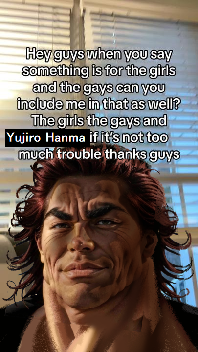 1boy black_shirt brown_eyes english_text grandguerrilla grappler_baki hanma_yujiro looking_at_viewer male_focus meme muscular muscular_male portrait realistic red_hair shirt smile solo v-shaped_eyebrows