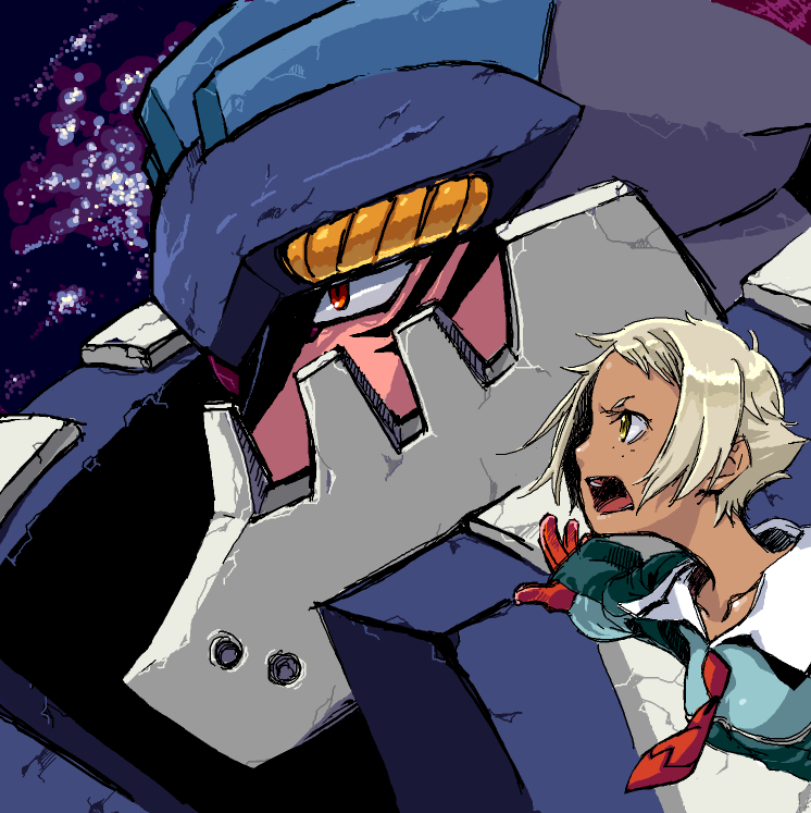 00s dark-skinned_female dark_skin dix-neuf lal&#039;c_mellk_mal mecha morihito robot short_hair top_wo_nerae!_(series) top_wo_nerae_2! yellow_eyes