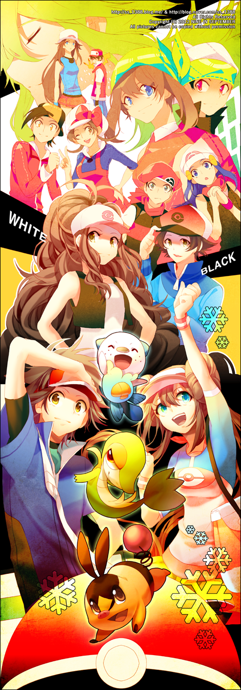 00s 10s 6+boys 6+girls bad_id bad_pixiv_id bare_shoulders baseball_cap beanie blue_eyes blue_hair brendan_(pokemon) brendan_(pokemon_emerald) brown_eyes brown_hair newsboy_cap closed_eyes dawn_(pokemon) double_bun ethan_(pokemon) gen_5_pokemon green_hair hair_bun hair_ornament hairclip hat highres hilbert_(pokemon) hilda_(pokemon) leaf_(pokemon) lucas_(pokemon) lyra_(pokemon) may_(pokemon) may_(pokemon_emerald) multiple_boys multiple_girls n_(pokemon) nate_(pokemon) nintendo one_eye_closed oshawott overalls pokemon pokemon_(creature) pokemon_bw pokemon_bw2 pokemon_dppt pokemon_frlg pokemon_hgss pokemon_rse ponytail porkpie_hat raglan_sleeves red_(pokemon) red_eyes rosa_(pokemon) sapphire_(nine) skirt snivy starter_pokemon_trio tepig twintails v vest visor_cap wink