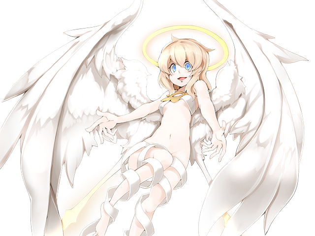 1girl angel angel_wings blonde_hair blue_eyes breasts feathered_wings frfr game_cg halo hexagram large_breasts lucifina_(mon-musu_quest!) mon-musu_quest! mon-musu_quest:_paradox naked_ribbon navel nose open_mouth outstretched_arms ribbon smile star_of_david thighs white_ribbon white_wings wings yellow_halo