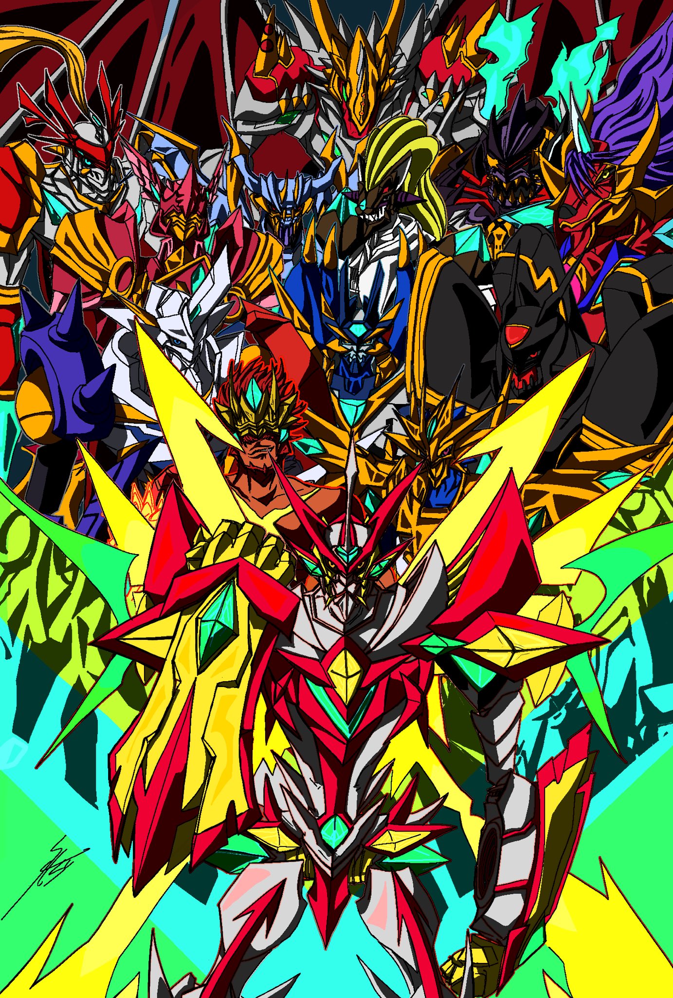 alphamon alphamon_ouryuken armor craniummon craniummon_x-antibody digimon digimon_(creature) duftmon duftmon_x-antibody dukemon dukemon_x-antibody dynasmon dynasmon_x-antibody examon examon_x-antibody full_armor gankoomon gankoomon_x-antibody highres jesmon jesmon_gx lordknightmon lordknightmon_x-antibody magnamon magnamon_x-antibody omegamon omegamon_x-antibody royal_knights sleipmon sleipmon_x-antibody ulforcev-dramon wings