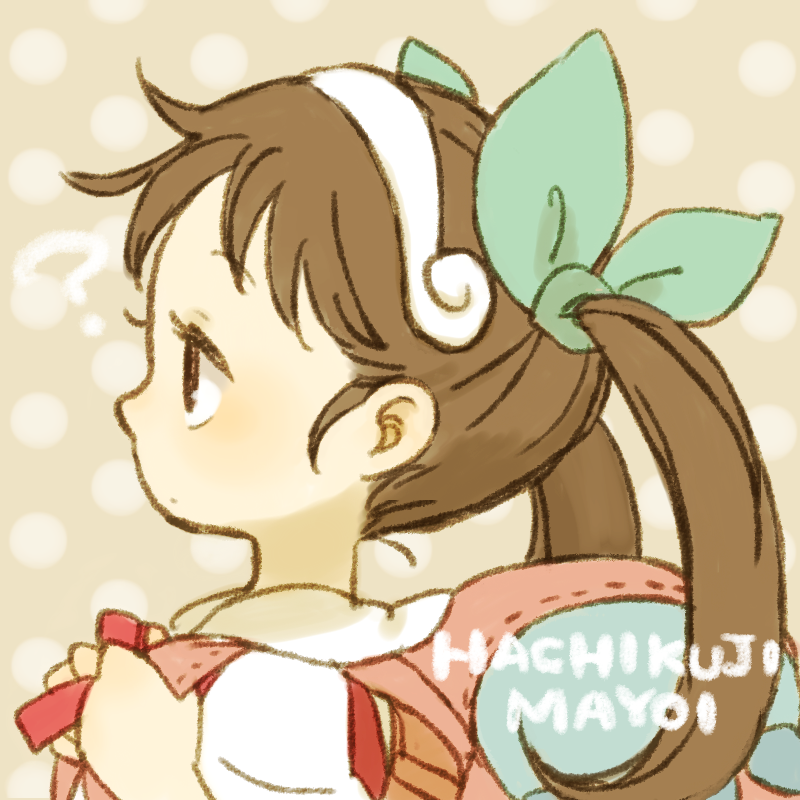 1girl backpack bag black_eyes brown_hair hachikuji_mayoi long_hair monogatari_(series) profile red_eyes twintails yukke