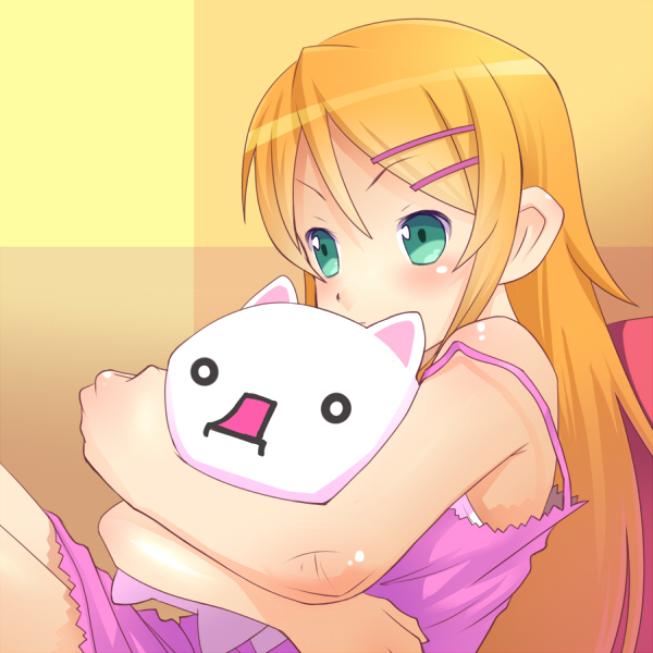 2channel blue_eyes casual cat giko kousaka_kirino meow_(nekodenki) orange_hair ore_no_imouto_ga_konna_ni_kawaii_wake_ga_nai