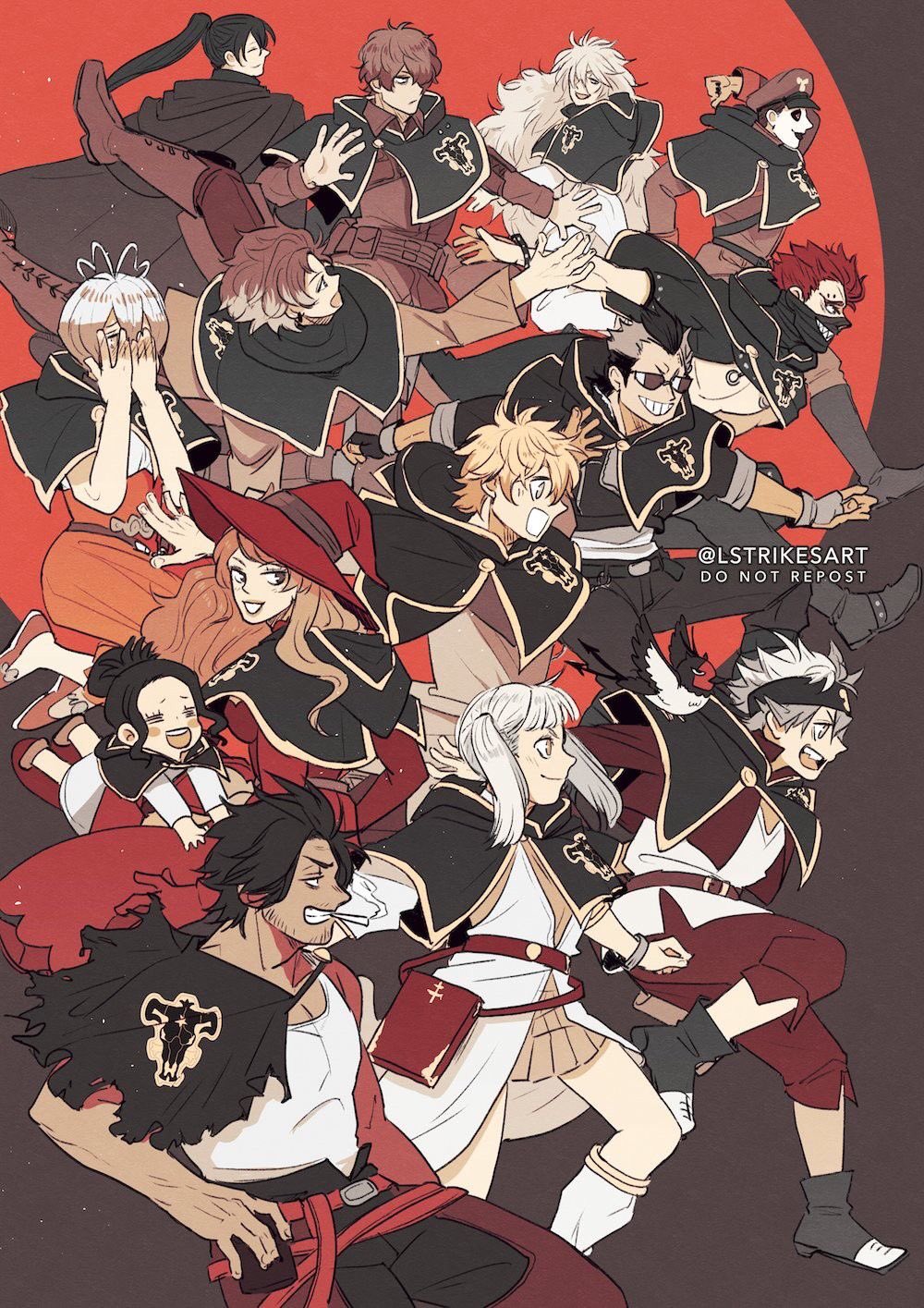 asta_(black_clover) black_clover black_hair breasts charmy_pappitson closed_eyes finral_roulacase gauche_adlai gordon_agrippa grey_(black_clover) hat henry_legolant highres long_hair luck_voltia magna_swing multiple_boys multiple_girls nacht_faust noelle_silva ponytail purple_eyes secre_swallowtail smile twintails vanessa_enoteca witch_hat yami_sukehiro zora_ideale