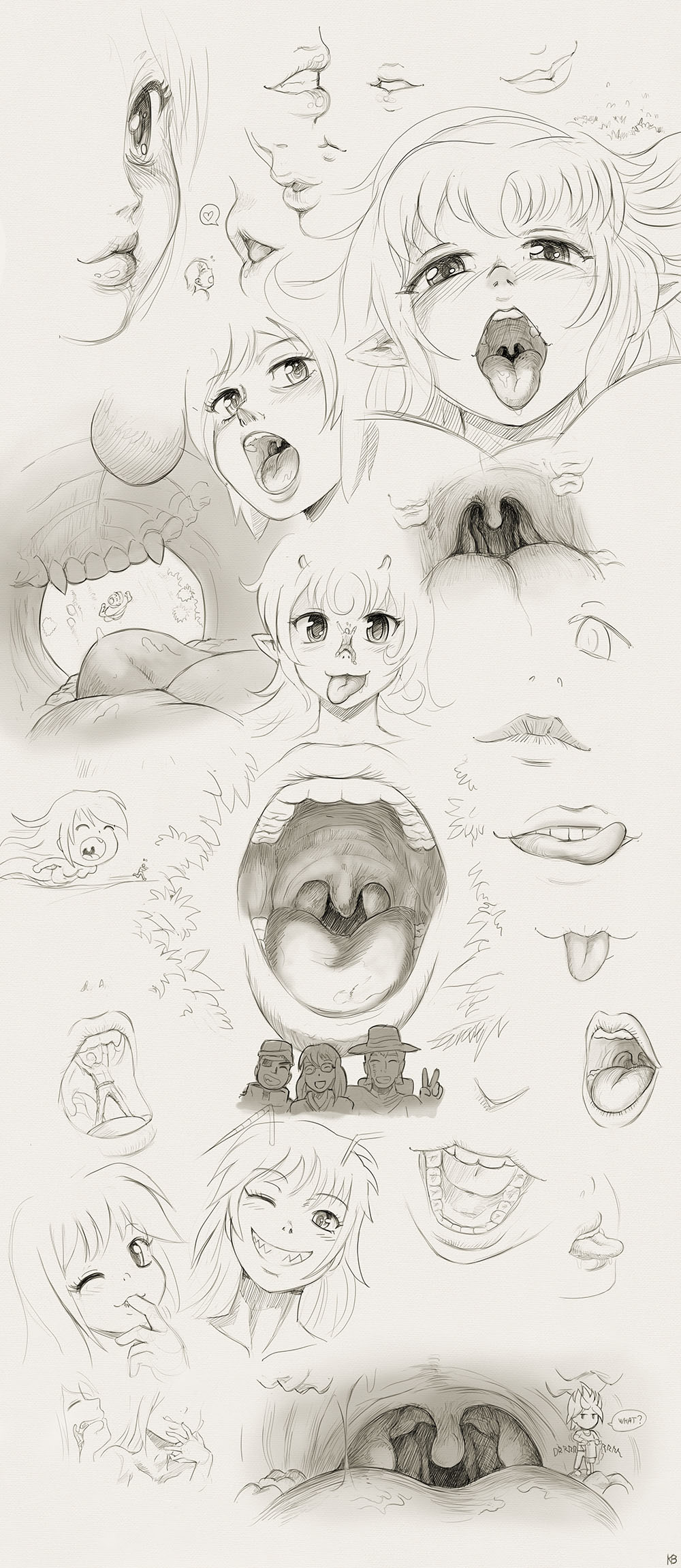 6+girls chibi crisis giant giantess grin highres karbo kiss lamia lips monster_girl multiple_girls smile subeta vivian_(karbo) vore