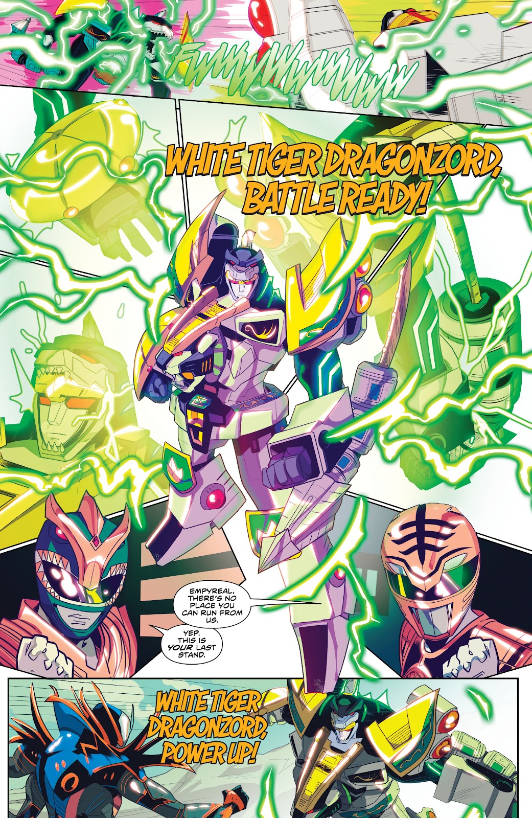 2boys arm_guards armor artist_request battle belt bodysuit dragon_ranger dragonzord drill glowing glowing_eyes gold_armor gold_trim green_bodysuit helmet highres kiba_ranger machine mecha mighty_morphin_green_ranger mighty_morphin_power_rangers mighty_morphin_white_ranger multiple_boys official_art orange_empyreal power_rangers red_eyes retro_artstyle robot science_fiction shield shoulder_armor super_robot sword tokusatsu weapon white_bodysuit white_tiger_dragonzord white_tigerzord