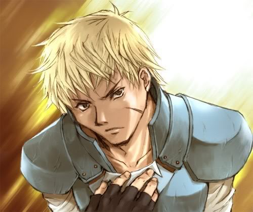 1boy armor black_eyes blonde_hair cormag_(fire_emblem) fingerless_gloves fire_emblem fire_emblem:_the_sacred_stones formal_clothes gloves gradient_background lips lowres male_focus nintendo scar short_hair solo wyvern_rider