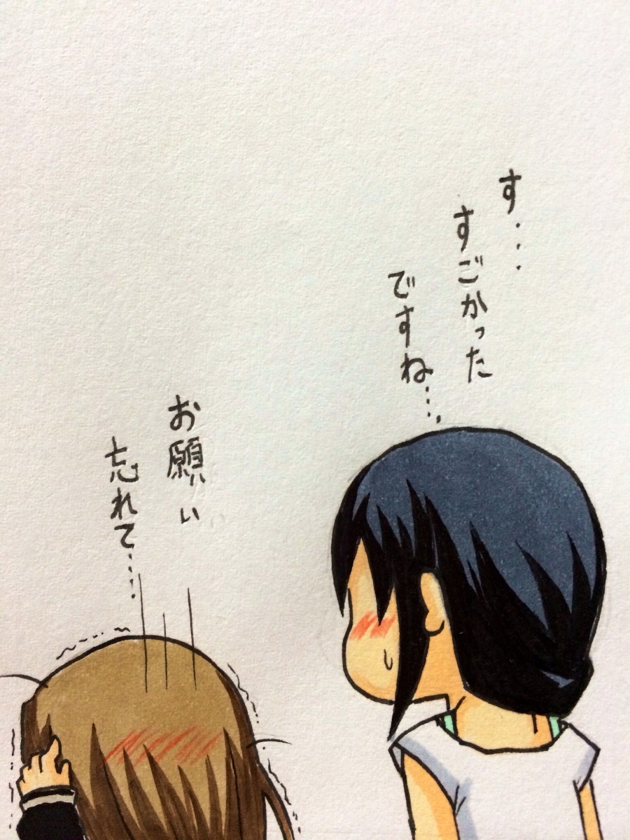 10s 2girls aoki_kei black_hair blush brown_hair chibi faceless faceless_female fujioka_(azunxan) gradient_background highres idolmaster idolmaster_cinderella_girls multiple_girls shibuya_rin sweatdrop trainer_(idolmaster) translation_request