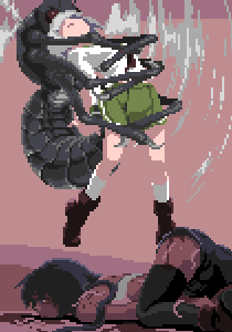 2girls amasaki_nana amasaki_ryouko animated animated_gif bee bestiality black_hair blank_blood bleeding blood bug captured cracklecradle dark-skinned_female dark_skin death dying ero_guro female_focus green_eyes grey_hair guro implied_penetration implied_sex impregnation insect interspecies loli lowres monster multiple_girls open_mouth pain rape ryona school_uniform screaming sex skirt spasm struggling thighhighs torture trembling worm
