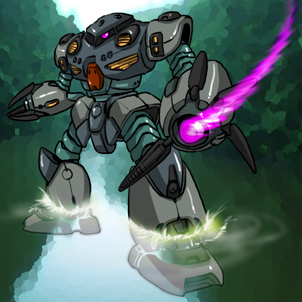 1980s_(style) gundam gundam_0080 hirodango mecha oldschool retro_artstyle robot water z&#039;gok z&#039;gok-e