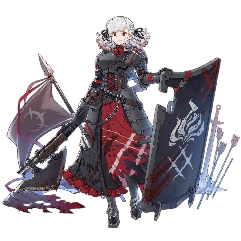 12-gauge 12-gauge_(2_3/4_inch_shell) 1girl ammunition armor armored_dress arrow_(projectile) axe ballistic_shield belt black_background black_ribbon blood blood_drip blood_on_clothes blood_on_face bloody_weapon braid breastplate breasts chair corset crazy_eyes dress dual-mode_shotgun female_focus flag franchi full_body girls&#039;_frontline gloves gradient_hair greaves grey_hair grey_jacket gun high_brass holding holding_gun holding_weapon jacket labyrinth_of_the_dark large_breasts long_hair looking_at_viewer multicolored_hair name_connection neck_ribbon official_alternate_costume official_art overpressure_ammunition plate_armor polearm pouch pump-action_shotgun pump_action red_eyes red_hair red_ribbon ribbon semi-automatic_shotgun shield shotgun shotgun_shell sidelocks smile solo spas-12 spas-12_(girls&#039;_frontline) spas-12_(goblin_huntress)_(girls&#039;_frontline) spear sword terras torn_clothes transparent_background twintails weapon