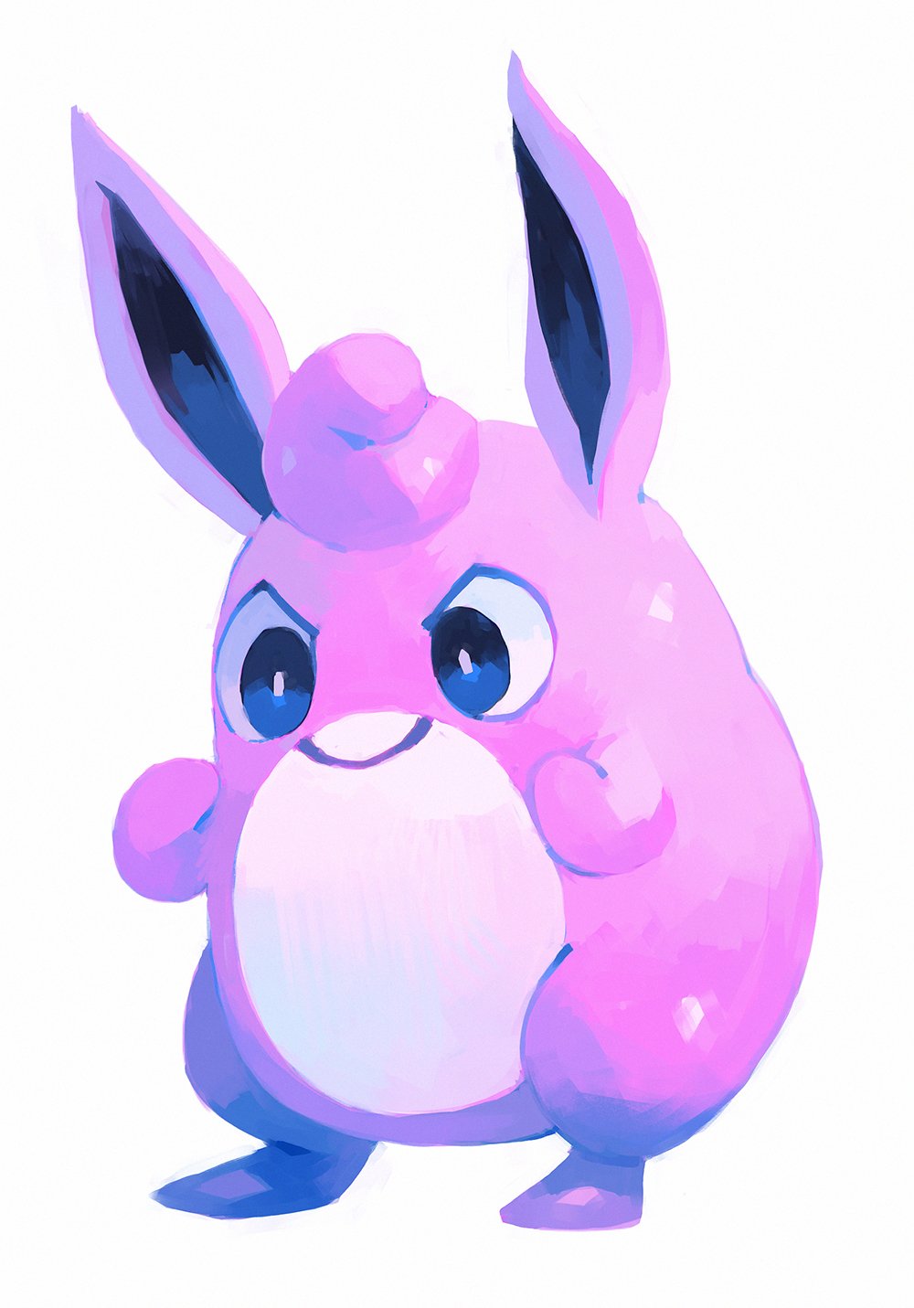 blue_eyes bluekomadori bright_pupils closed_mouth commentary english_commentary full_body gen_1_pokemon highres nintendo no_humans pokemon pokemon_(creature) simple_background solo white_background white_pupils wigglytuff