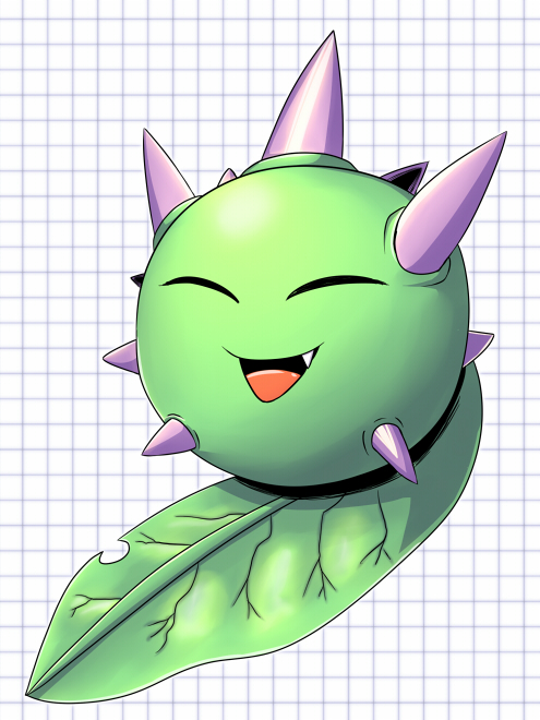 budmon digimon digimon_(creature) fang happy smile solo spikes