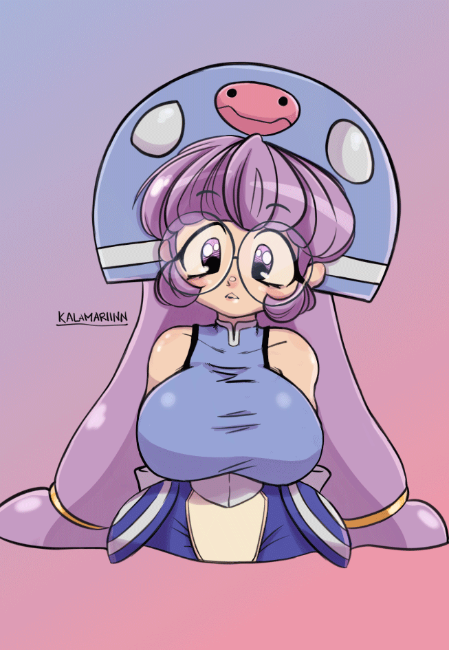 1girl animated animated_gif bouncing_breasts breasts glasses gluko mon_colle_knights nipples purple_eyes purple_hair rokumon_tengai_mon_colle_knight surprised tagme wardrobe_malfunction