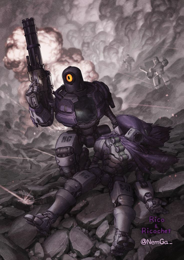 brawl_stars full_body grey_background gundam joints looking_at_viewer mechanical_arms mechanical_legs pelee rico_(brawl_stars) robot robot_joints terminator_(series)