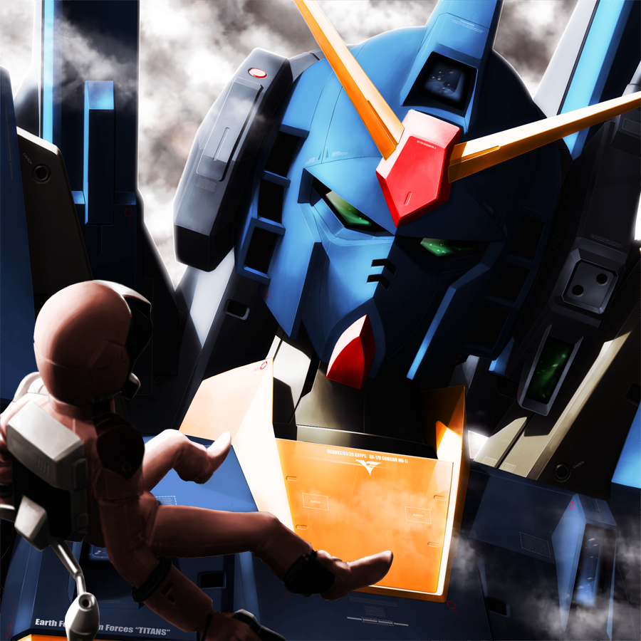 1boy aiming chasing cloud commentary_request english_text fake_screenshot flying gun gundam gundam_mk_ii jetpack machine_gun machinery mecha mobile_suit quattro_bajeena robot roundel science_fiction space_habitat spacecraft_interior spacesuit titans_(gundam) v-fin weapon when_you_see_it yamarata zeta_gundam