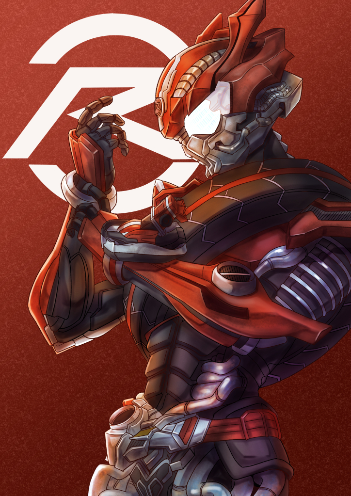 1boy abs adjusting_clothes adjusting_gloves armor belt belt-san compound_eyes drive_driver gloves kamen_rider kamen_rider_drive kamen_rider_drive_(series) male_focus red_armor red_background red_belt red_theme rider_belt shift_brace shift_car tsubasansan type_speed unused_tire upper_body white_eyes