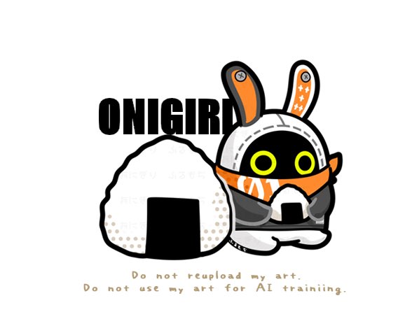 bangboo_(zenless_zone_zero) commentary eous_(zenless_zone_zero) food full_body holding holding_food huyuruhuru_b no_humans onigiri orange_scarf scarf simple_background sitting solo white_background zenless_zone_zero