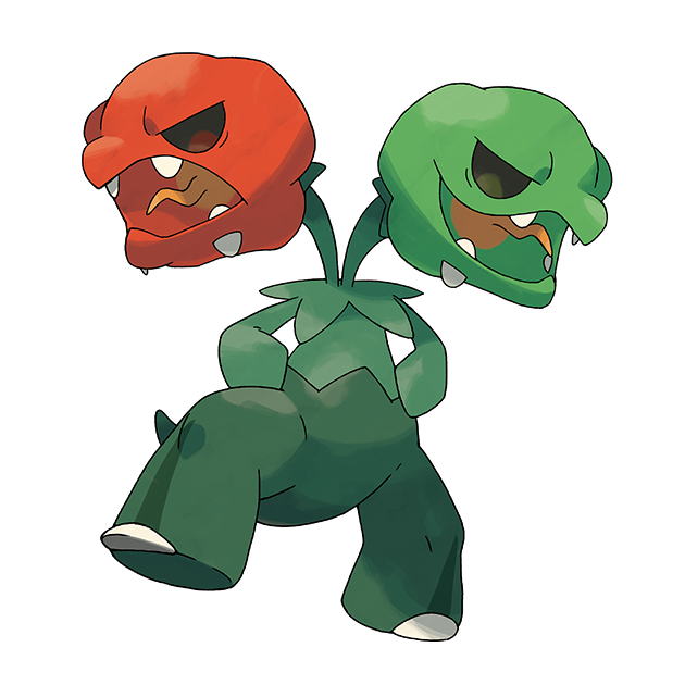 artist_request full_body multiple_heads nintendo official_art open_mouth outline pokemon pokemon_(creature) pokemon_focus pokemon_sv scovillain smile solo standing standing_on_one_leg teeth third-party_source tongue transparent_background white_outline