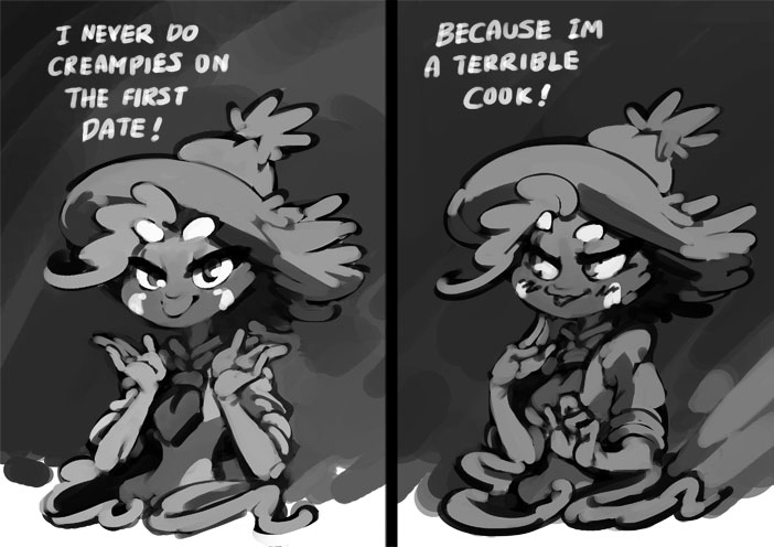 1girl bittenhard blush english_text female_focus gen_4_pokemon mismagius monochrome nintendo pokemon pokemon_(creature) solo text_focus