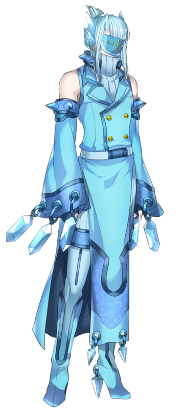 1boy bare_shoulders blue_boots blue_coat blue_hair blue_sleeves boots coat detached_sleeves folded_ponytail full_body gen_3_pokemon high_heel_boots high_heels katagiri_hachigou legendary_pokemon light_blue_hair long_sleeves male_focus mask medium_hair nintendo personification pokemon regice simple_background solo standing white_background