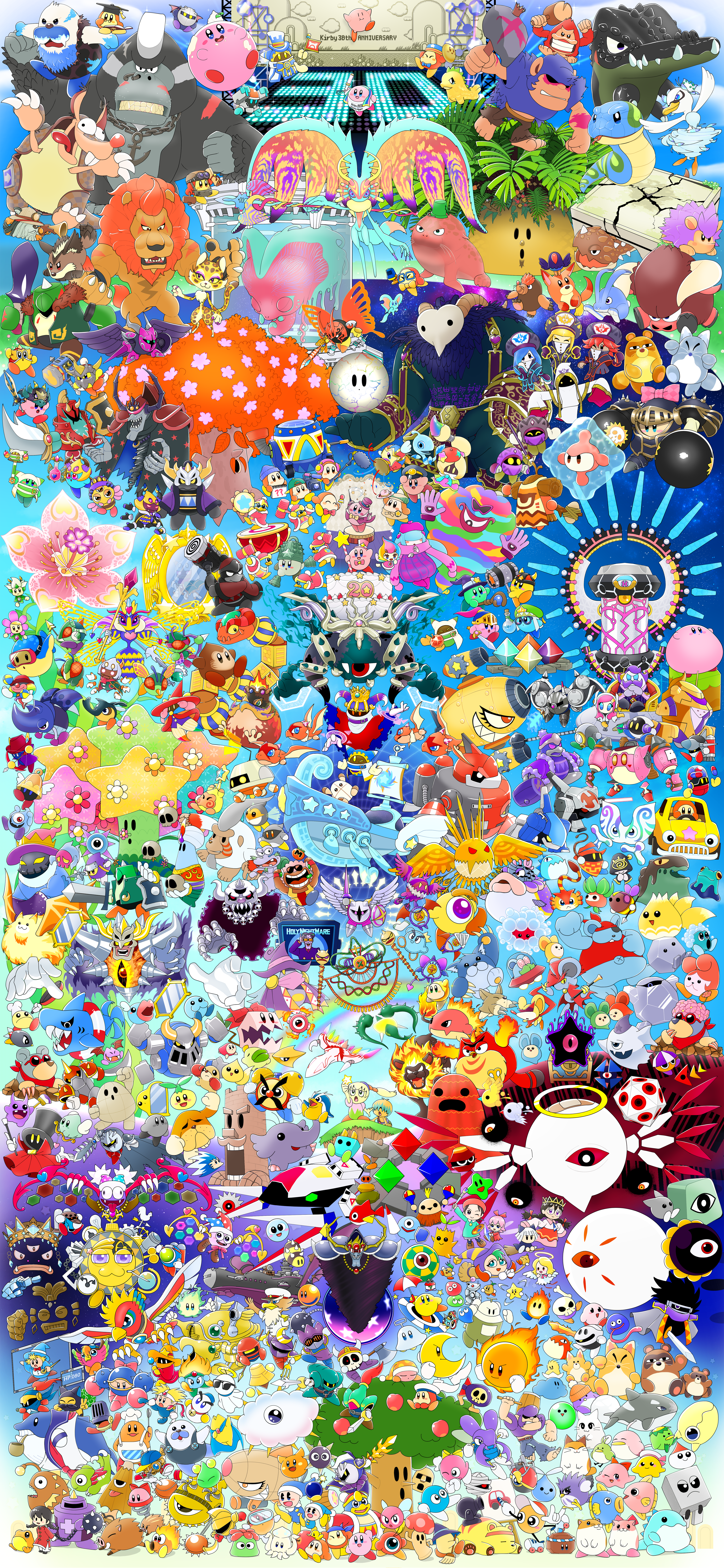 6+boys 6+girls 6+others absurdres adeleine anniversary apron armor assistant_waddle_dee awoofy ball bandana bandana_waddle_dee beard bell beret bird black_hair blonde_hair blue-framed_eyewear blue_bandana blue_bow blue_bowtie blue_cape blue_eyes blue_hair blush book bow bow_(weapon) bowtie boxing_gloves broom bun_(kirby) cake camera camera_waddle_dee cape car chao_(yuyuki) character-themed_food character_request checkered_bow checkered_clothes chinese_clothes clawroline commentary_request coo_(kirby) copyright_request daroach doc_(kirby) easel elfilin everyone eyepatch facial_hair famicom_mukashibanashi:_yuyuki fecto_elfilis female_gooey_(kirby) fish flamberge_(kirby) flower food francisca_(kirby) fumu_(kirby) glasses goggles goggles_on_headwear gooey_(kirby) gorimondo green_hair grey_hair gryll_(kirby) hair_bow haley_(kirby) halo hamster hat hat_ornament headphones highres holding holding_ball holding_bow_(weapon) holding_broom holding_camera holding_instrument holding_mallet holding_microphone holding_paint_palette holding_paintbrush holding_shuriken holding_skull holding_staff holding_sword holding_umbrella holding_weapon holding_whip instrument jester_cap kine_(kirby) king_dedede kirby kirby's_dream_land kirby's_dream_land_2 kirby's_dream_land_3 kirby's_epic_yarn kirby's_star_stacker kirby:_planet_robobot kirby:_right_back_at_ya kirby:_star_allies kirby_(series) kirby_30th_anniversary_music_festival kirby_64 kirby_and_the_amazing_mirror kirby_and_the_forgotten_land kirby_squeak_squad kirby_super_star leongar magolor mallet marx_(kirby) max_profitt_haltmann meta_knight microphone microphone_waddle_dee mortarboard motor_vehicle mouse_boy multiple_boys multiple_girls multiple_others musical_note_hat_ornament mustache neck_bell nintendo nose_piercing one_eye_closed paint_palette paintbrush piercing pink_bow pink_hair prince_fluff purple_eyes purple_hair red_bow red_bowtie red_hair reironsenzai reporter_waddle_dee ribbon_(kirby) rick_(kirby) ripple_star_queen robobot_armor sailor_hat shuriken skull smoking_pipe spinni squeakers staff storo sunglasses susie_(kirby) swim_goggles sword tambourine taranza tiara tongue tongue_out top_hat tree twintails umbrella void_soul void_termina waddle_dee weapon wings wise_waddle_dee yellow_bow yellow_bowtie yellow_eyes zan_partizanne