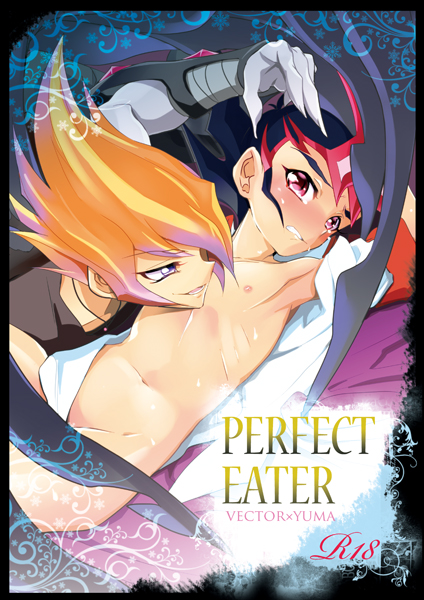 2boys armpits black_hair blush covering_privates kifumi male_focus multiple_boys naughty_face nipples orange_hair red_hair shingetsu_rei tsukumo_yuma vector_(yu-gi-oh!) yaoi yu-gi-oh! yuu-gi-ou yuu-gi-ou_zexal