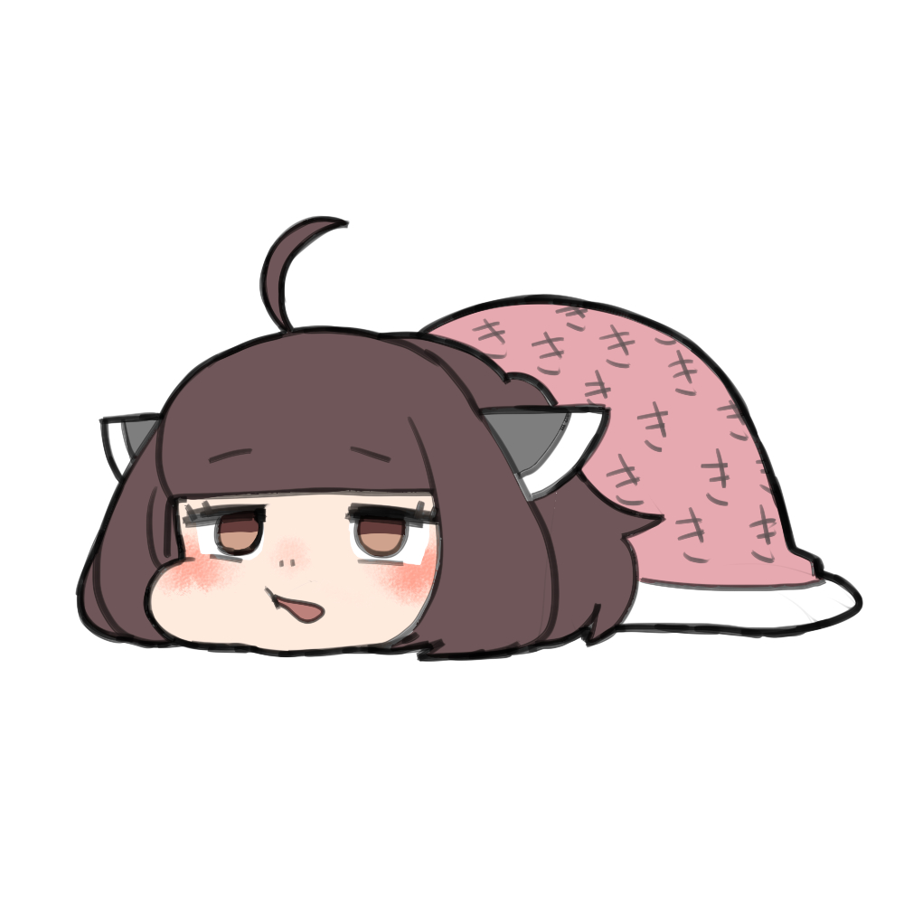 1girl ahoge brown_eyes brown_hair cheek_squash chibi futon mashima_jirou solo touhoku_kiritan under_covers voiceroid white_background