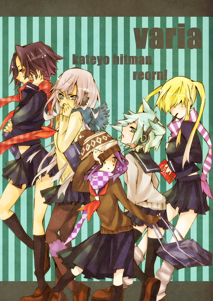 bad_id bad_pixiv_id belphegor_(reborn) blonde_hair breasts fran_(reborn) genderswap genderswap_(mtf) hair_over_eyes katekyo_hitman_reborn! long_hair mame_(enndoumame2009) mammon_(reborn) multiple_girls short_hair superbi_squalo xanxus