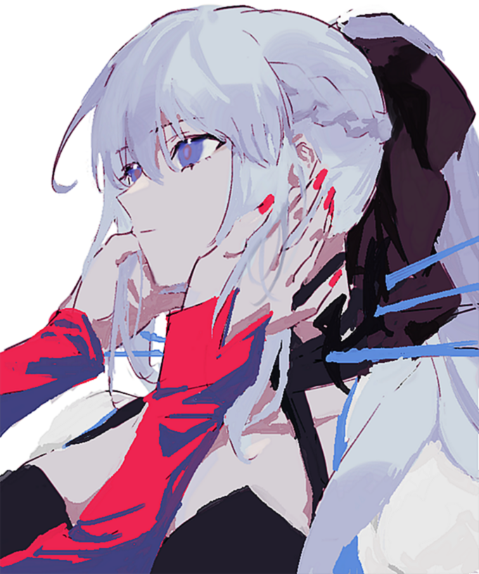 2girls baobhan_sith_(fate) baobhan_sith_(first_ascension)_(fate) black_bow blue_eyes bow braid fate/grand_order fate_(series) hair_between_eyes hair_bow half_up_braid morgan_le_fay_(fate) morgan_le_fay_(third_ascension)_(fate) mother_and_daughter multiple_girls nail_polish ponytail spikes ss_un17 white_hair