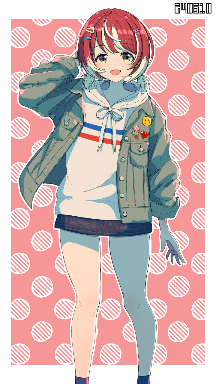 colored_inner_hair highres idolmaster idolmaster_va-liv koitusmile miniskirt multicolored_hair red_eyes red_hair skirt thighs tomori_manaka two-tone_hair virtual_youtuber