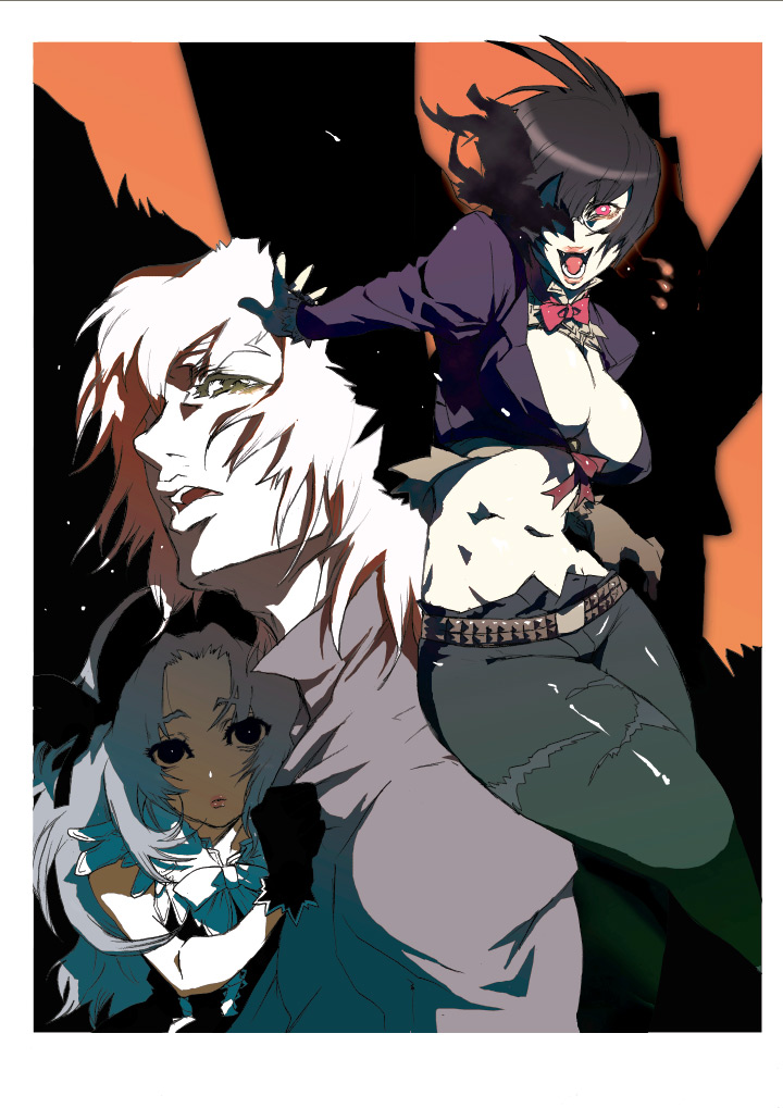00s bad_id bad_pixiv_id breasts cleavage demonbane etheldreda hair_over_one_eye large_breasts master_therion miwa_hitomi nya_(demonbane)