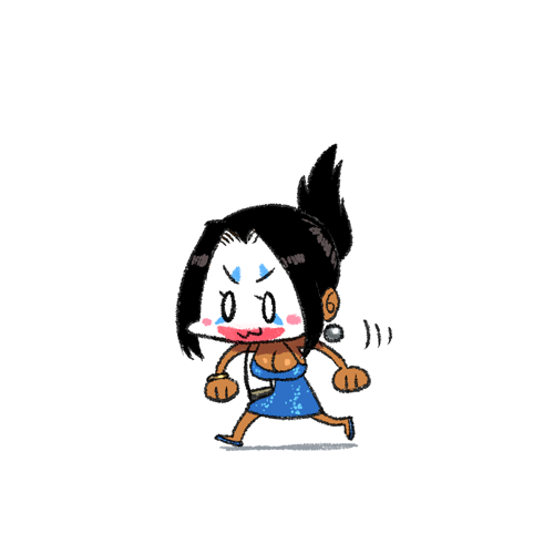 &gt;:) 0_0 1girl :3 arung_samudra_(cessa) bag black_hair blue_dress blue_footwear blush_stickers bracelet breasts cessa chibi clown dark_skin dress earrings facepaint handbag jewelry lowres makeup ombok_diving_and_delivery_services original tan updo v-shaped_eyebrows you&#039;re_doing_it_wrong