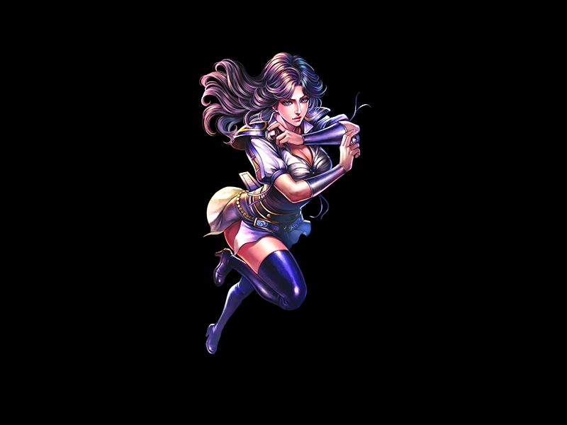 1girl breasts cleavage hokuto_no_ken large_breasts long_hair mamiya_(hokuto_no_ken) official_art thighhighs