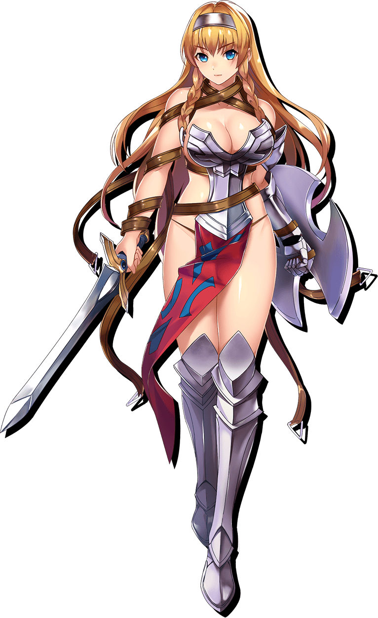 10s 1girl armor armored_boots artist_request bikini bikini_armor black_panties blonde_hair blue_eyes boots braid breasts cleavage female_focus front_braid full_body gauntlets greaves hairband highres holding holding_sword holding_weapon kawasumi_ayako large_breasts leina_(queen&#039;s_blade) leina_(queen&#039;s_blade_unlimited) long_hair looking_at_viewer no_bra official_art panties pelvic_curtain queen&#039;s_blade queen&#039;s_blade_unlimited redesign revealing_clothes shield shiny_skin side_braids solo standing swimsuit sword thong transparent_background twin_braids underwear voice_actor_connection weapon