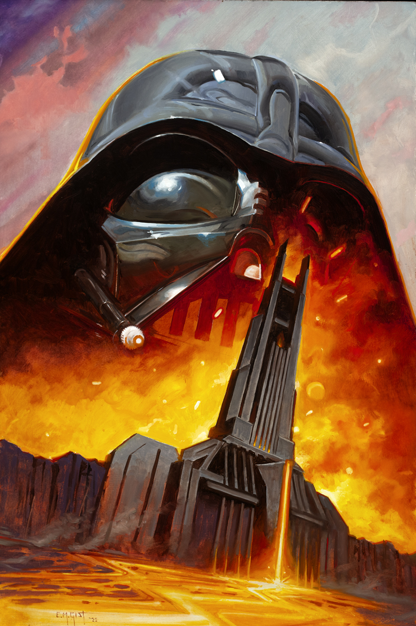 1boy black_helmet building darth_vader erik_gist helmet highres lava mustafar solo star_wars