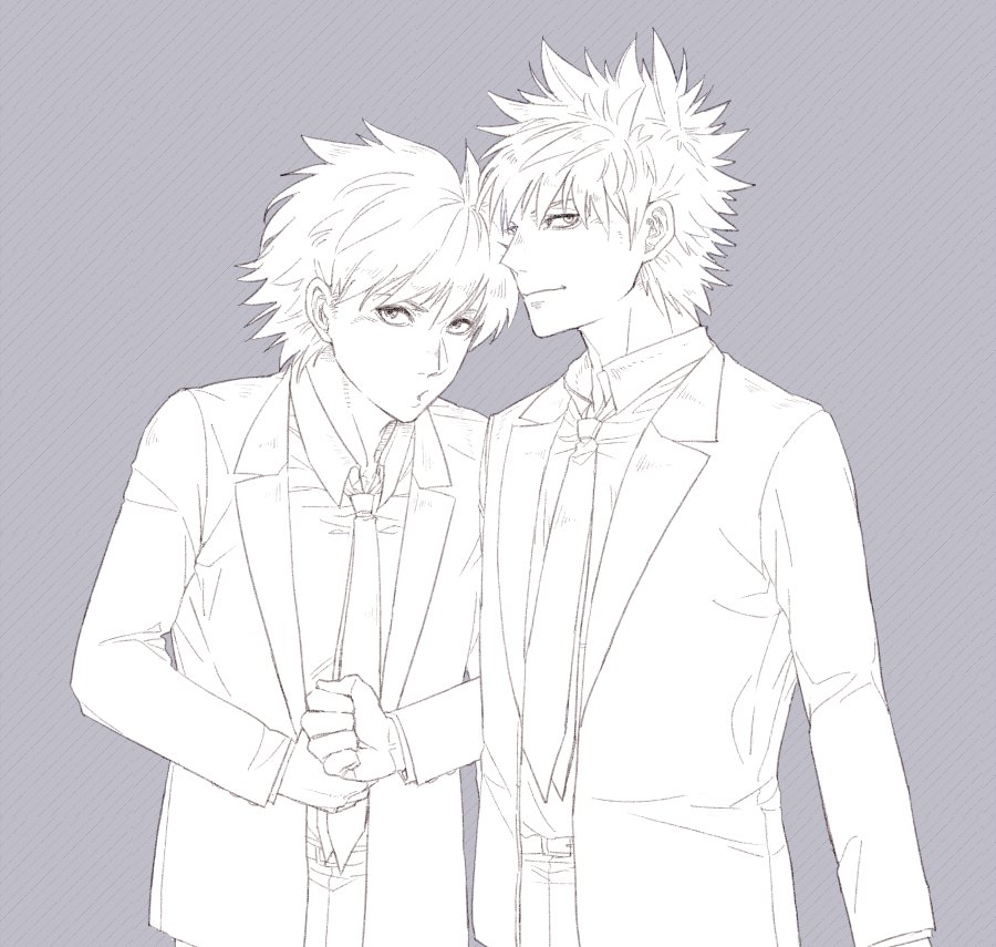 2boys belt blazer darren_shan hatsune_(leaden_heart07) jacket male_focus multiple_boys necktie school_uniform short_hair smile steve_leonard the_saga_of_darren_shan