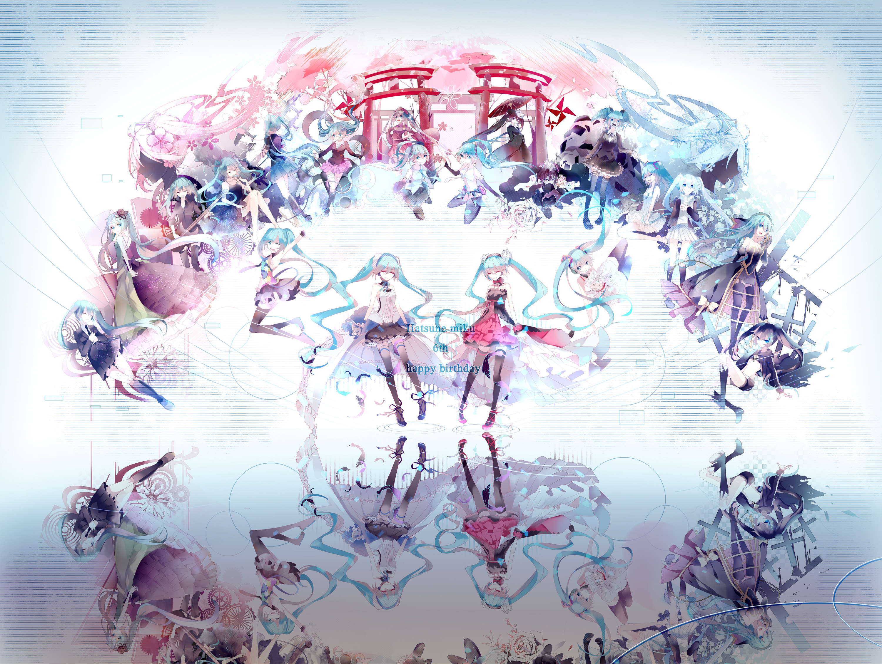 10s 7th_dragon 7th_dragon_(series) 7th_dragon_2020 7th_dragon_2020-ii bad_id bad_pixiv_id bandages bandaid black_rock_shooter black_rock_shooter_(character) boots bridal_gauntlets character_name closed_eyes cross detached_sleeves dress eien_ni_shiawase_ni_naru_houhou_mitsukemashita_(vocaloid) elbow_gloves electric_guitar flag floating_hair flower fox_mask from_behind garter_straps gears gloves guitar hair_flower hair_ornament hajimete_no_koi_ga_owaru_toki_(vocaloid) hand_on_own_hip happy_birthday hat hatsune_miku hatsune_miku_(append) hatsune_miku_(saihate) hatsune_miku_(siren) headphones highres himitsu_keisatsu_(vocaloid) holding_hands instrument japanese_clothes kimono kneehighs kochira_koufuku_anshin_iinkai_desu_(vocaloid) koi_wa_sensou_(vocaloid) long_hair looking_back mamenomoto mask megaphone microphone mouth_mask multiple_boys multiple_girls musunde_hiraite_rasetsu_to_mukuro_(vocaloid) necktie nisoku_hokou_(vocaloid) oil-paper_umbrella one_eye_closed open_mouth peaked_cap pigeon-toed redial_(vocaloid) reflection revision rolling_girl_(vocaloid) saihate_(vocaloid) sakura_miku scarf senbon-zakura_(vocaloid) shinkai_shoujo_(vocaloid) skirt smile socks songover strapless strapless_dress surgical_mask tell_your_world_(vocaloid) thigh_boots thighhighs torii twintails umbrella very_long_hair vocaloid vocaloid_append wink yuki_miku