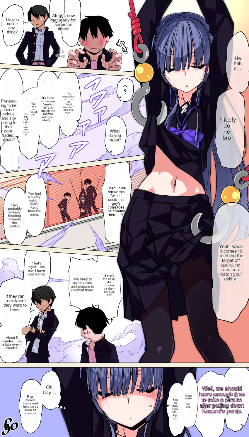1girl 2boys clothes_lift feigning_sleep highres kazami_nobuko multiple_boys original oteruko_(wanabeee) tagme