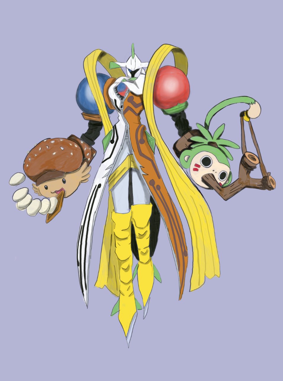 armor burgamon chaosmon corruption digimon digimon_(creature) fusion highres koemon looking_at_viewer oridigi original solo