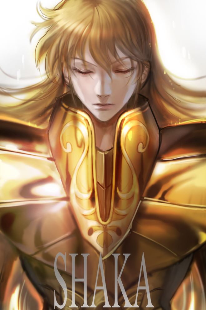 1boy armor character_name charcoalo full_armor gold_armor male_focus saint_seiya solo virgo_shaka
