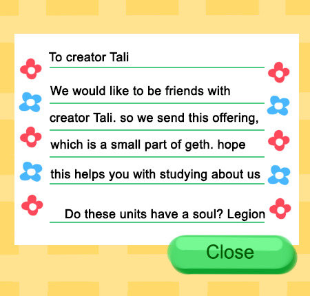 animal_crossing animal_crossing_new_horizons crossover english_text flower_print legion_(mass_effect) letter mass_effect_(series) nintendo tali&#039;zorah tumblr