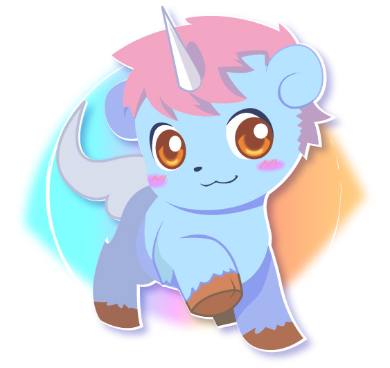 1980s_(style) 1boy blush horns looking_at_viewer male_focus retro_artstyle orange_eyes pink_hair retro_artstyle sanrio shimabo shimaro single_horn smile solo unico unico_(character)