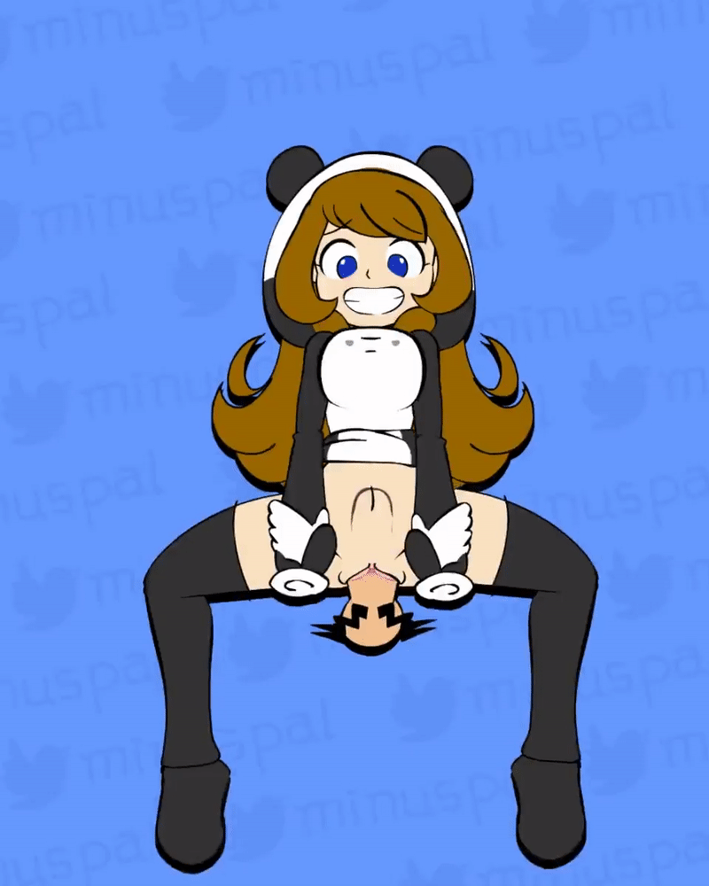 ahegao animal_costume animal_ears animal_hood animated blue_eyes bottomless bouncing_breasts breasts brown_hair long_hair minuspal mona_(warioware) nintendo panda panda_costume panda_ears panda_hood pov pussy sex spread_legs stomach_bulge tagme tongue tongue_out wario warioware watermark