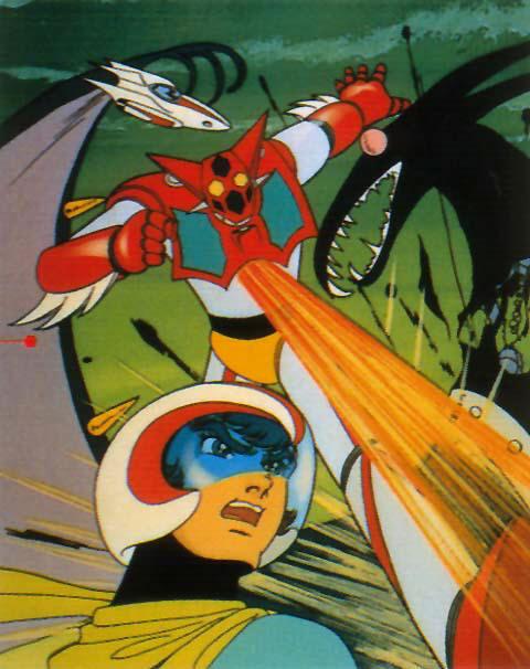 1970s_(style) aircraft airplane araki_shingo beam getter_1 getter_robo helmet jet monster nagare_ryoma oldschool retro_artstyle robot spacecraft toei_animation