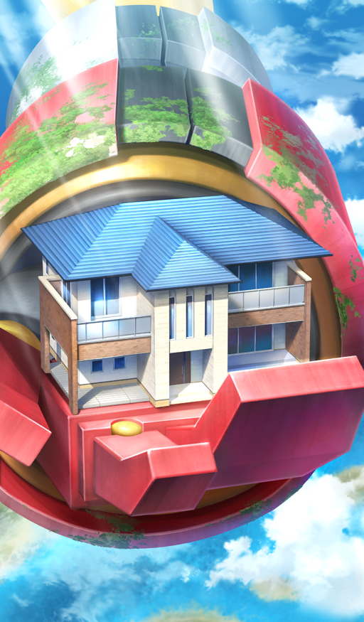 architecture blue_sky cloud commentary fate/grand_order fate_(series) house in_palm lasengle light_rays moss no_humans official_art outdoors sky still_life third-party_source