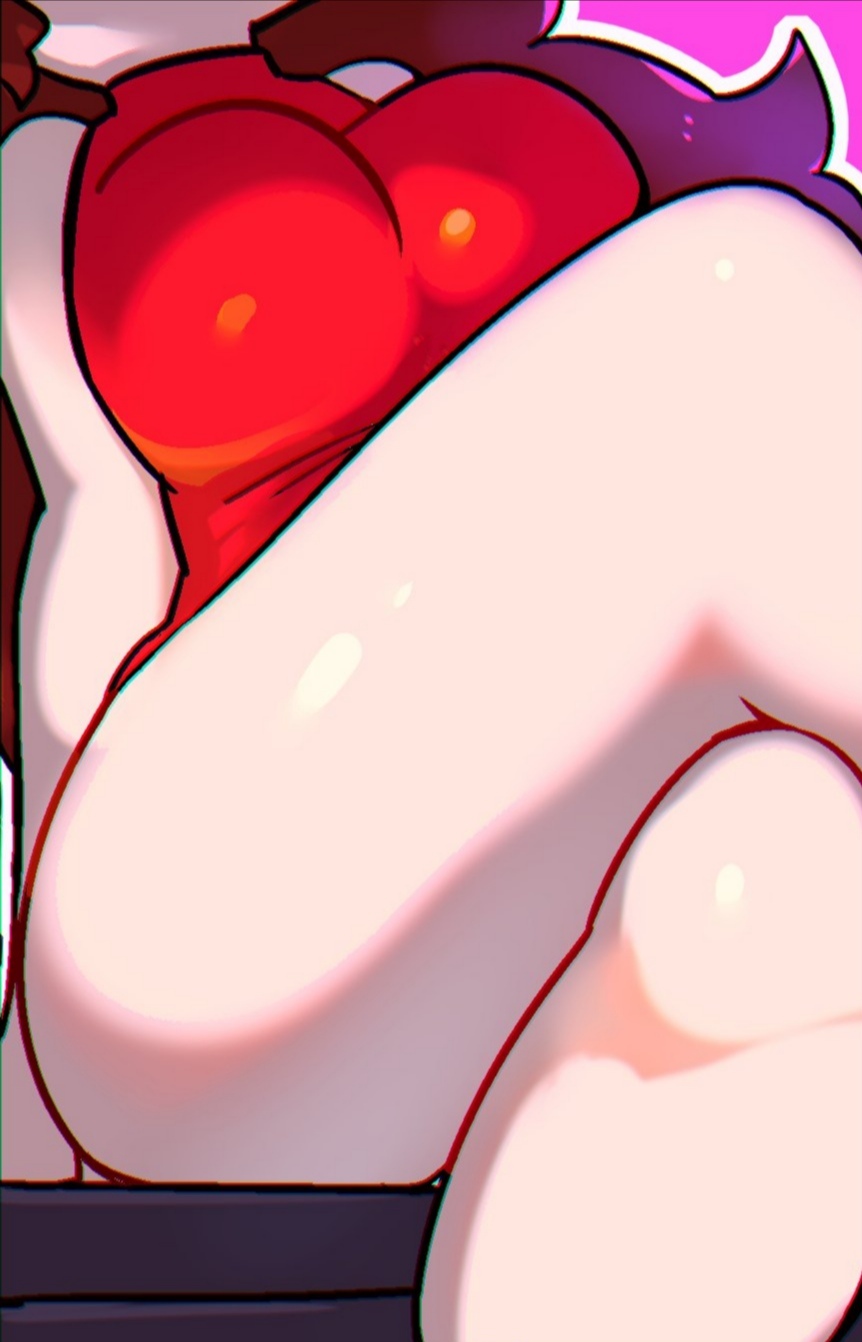 1girl arms_behind_back ass benzbt between_legs breasts brown_hair cleavage close-up cropped crossed_legs curvy faceless flashing friday_night_funkin&#039; from_below girlfriend_(friday_night_funkin&#039;) head_out_of_frame highres large_breasts leaning_back legs long_hair plump public_indecency simple_background sitting solo speaker thick_thighs thighs topless_female view_between_legs wide_hips