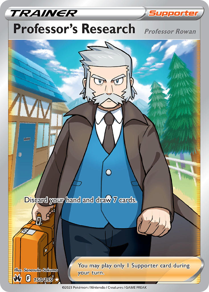 1boy artist_name black_necktie black_pants blue_sky blue_vest briefcase brown_jacket card_(medium) character_name clenched_hand cloud collared_shirt company_name copyright_name copyright_notice day english_text facial_hair grass grey_hair holding holding_briefcase house jacket long_sleeves male_focus mature_male mustache necktie nintendo official_art open_clothes open_jacket outdoors pants pine_tree pokemon pokemon_card pokemon_dppt pokemon_tcg professor_rowan sakuma_sanosuke shirt short_hair sky solo third-party_source trading_card tree v-shaped_eyebrows vest white_shirt